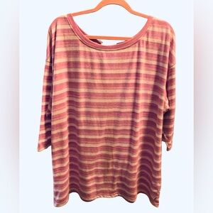 T by Talbots Ladies Back Tie Pullover Striped Top Size 2X